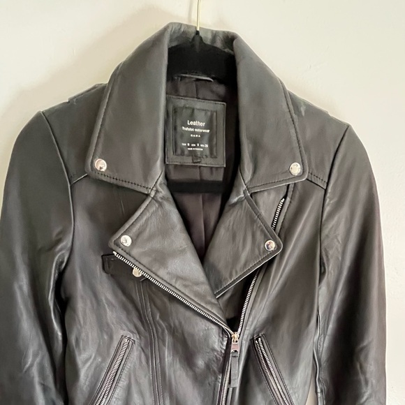 Zara Jackets & Blazers - Zara Black (%100 GENUINE LEATHER) Biker Jacket